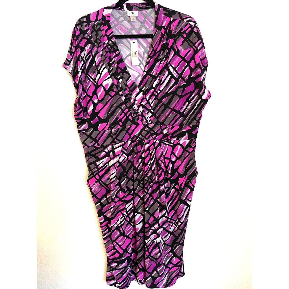 Vintage New 1990s Worthington Purple Abstract Amelia Stretch Dress SIZE 1X